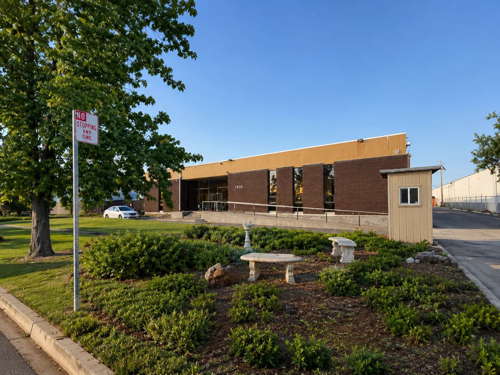 MyShahada Islamic Center seen from the street at sunrise